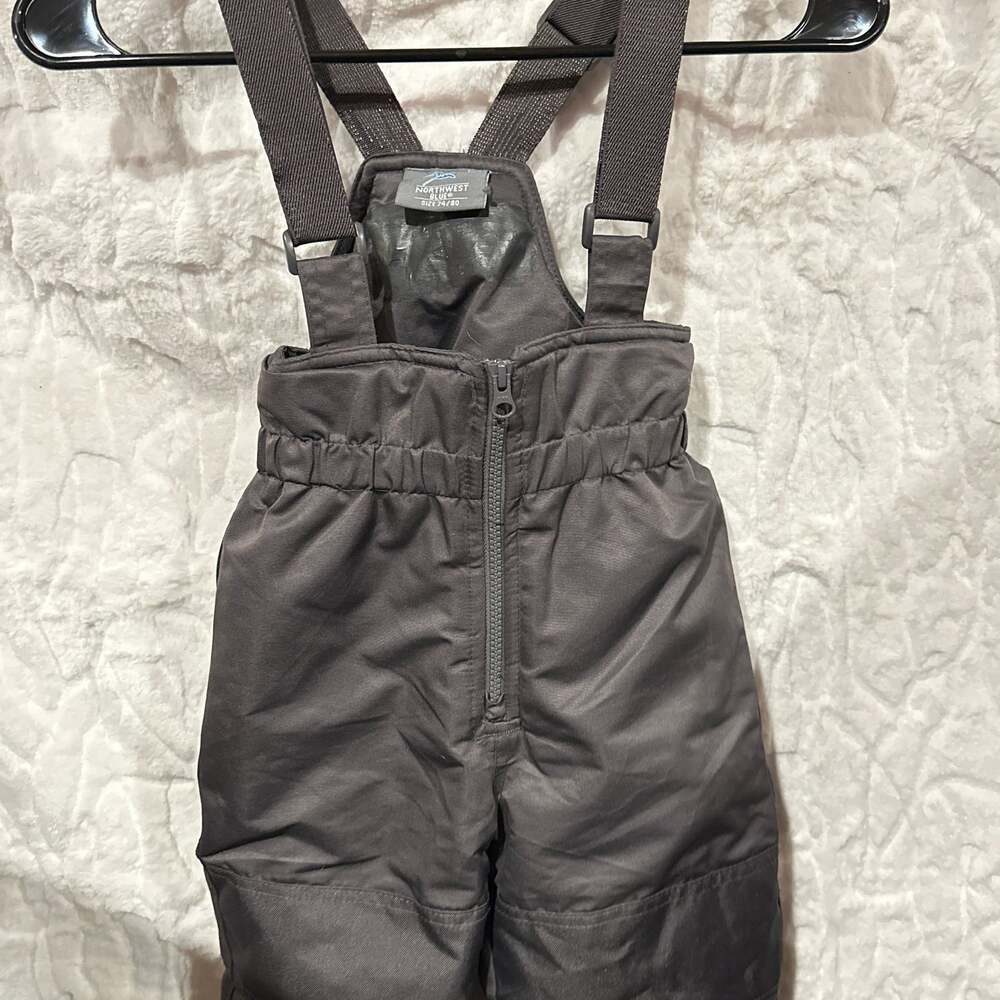 Northwest Blue Toddler Snow Bibs, Charcoal Gray Insulated Overalls